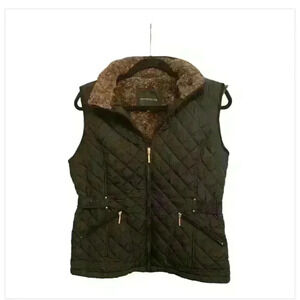 Weatherproof Women's Quilted Vest Faux Fur Lined Black Size M